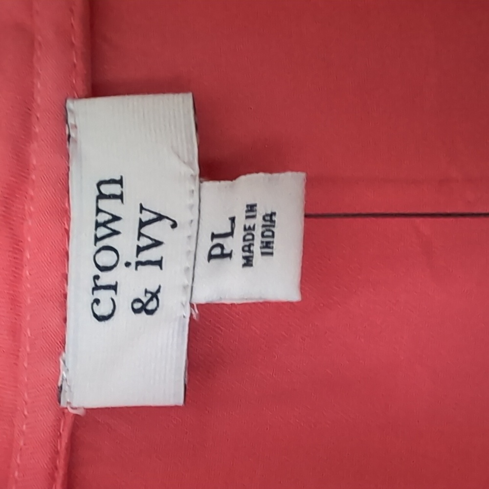 Crown & Ivy Coral Pink Ruffle Neck Blouse. Size Petite Large. NEW $64 - Picture 10 of 11